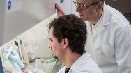 Dr. Tobias Dallenga (links) und Prof. Dr. Ulrich Schaible bei der Auswertung der Studienergebnisse.