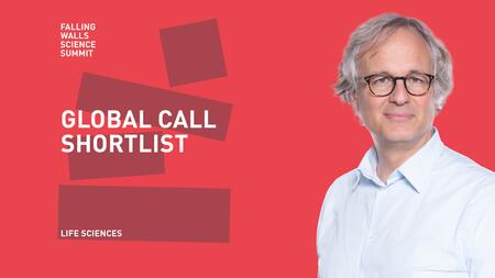 On the left side of the image is the Falling Walls Science Summit logo; on the right is a portrait of Mark Brönstrup.