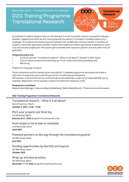 DZG Training Programme Translational Research