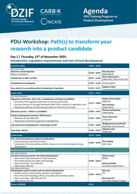 PDU-Workshop: "Path(s) to transform your research into a product candidate"