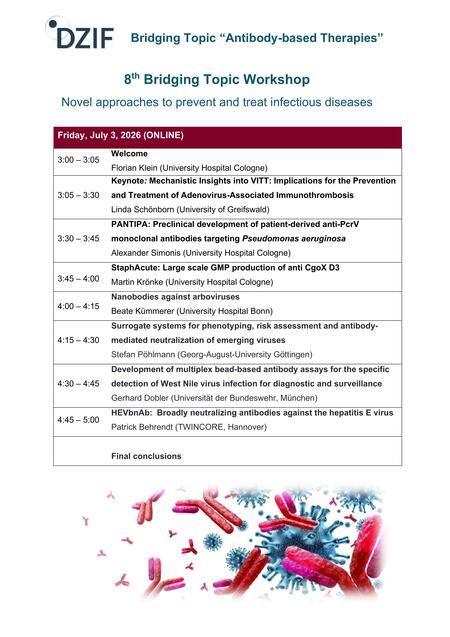 8. Workshop des Brückenthemas "Antikörperbasierte Therapien"