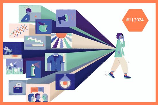 Ausschnitt des Titelbildes der aktuellen Ausgabe des Synergie-Heftes zum Thema "Äußere Reize""