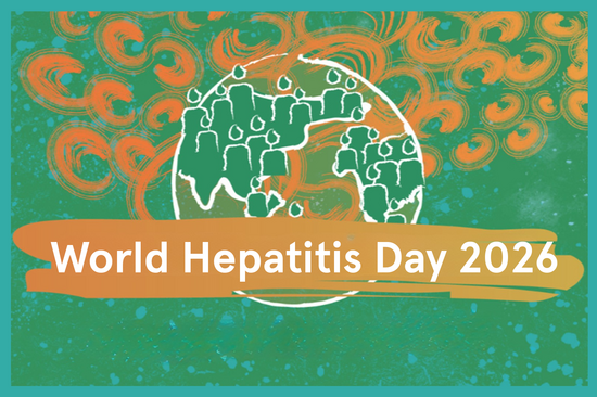 The image shows a depiction of a world globe with a banner displaying the title “World Hepatitis Day.”