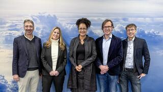 The newly elected DZIF Excecutive Board (from left): Prof. Dirk Busch, Prof. Susanne Herold, Prof. Marylyn Addo, Prof. Thomas Pietschmann, and Prof. Andreas Peschel