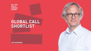 On the left side of the image is the Falling Walls Science Summit logo; on the right is a portrait of Mark Brönstrup.