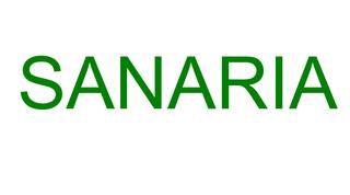 The image shows the logo of "SANARIA" in green uppercase letters on a white background.